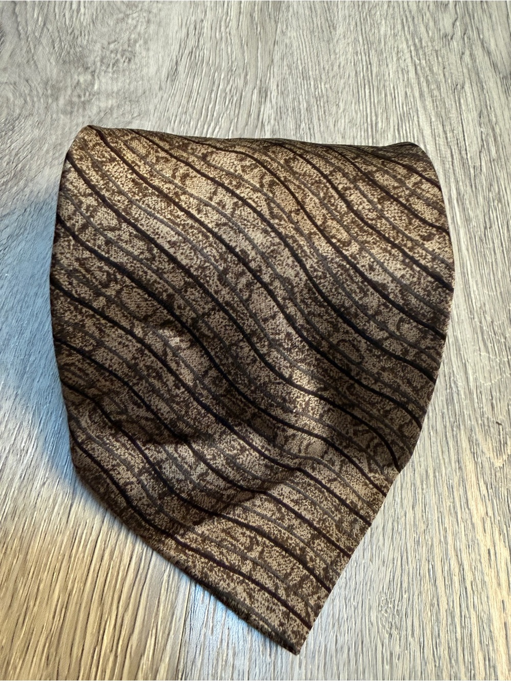 CHERESKIN Silk Tie Black Multicolor Mens Necktie Stripped Mossy Pattern